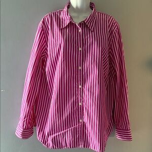 Lauren Ralph Lauren Fuchsia Striped Shirt 22W